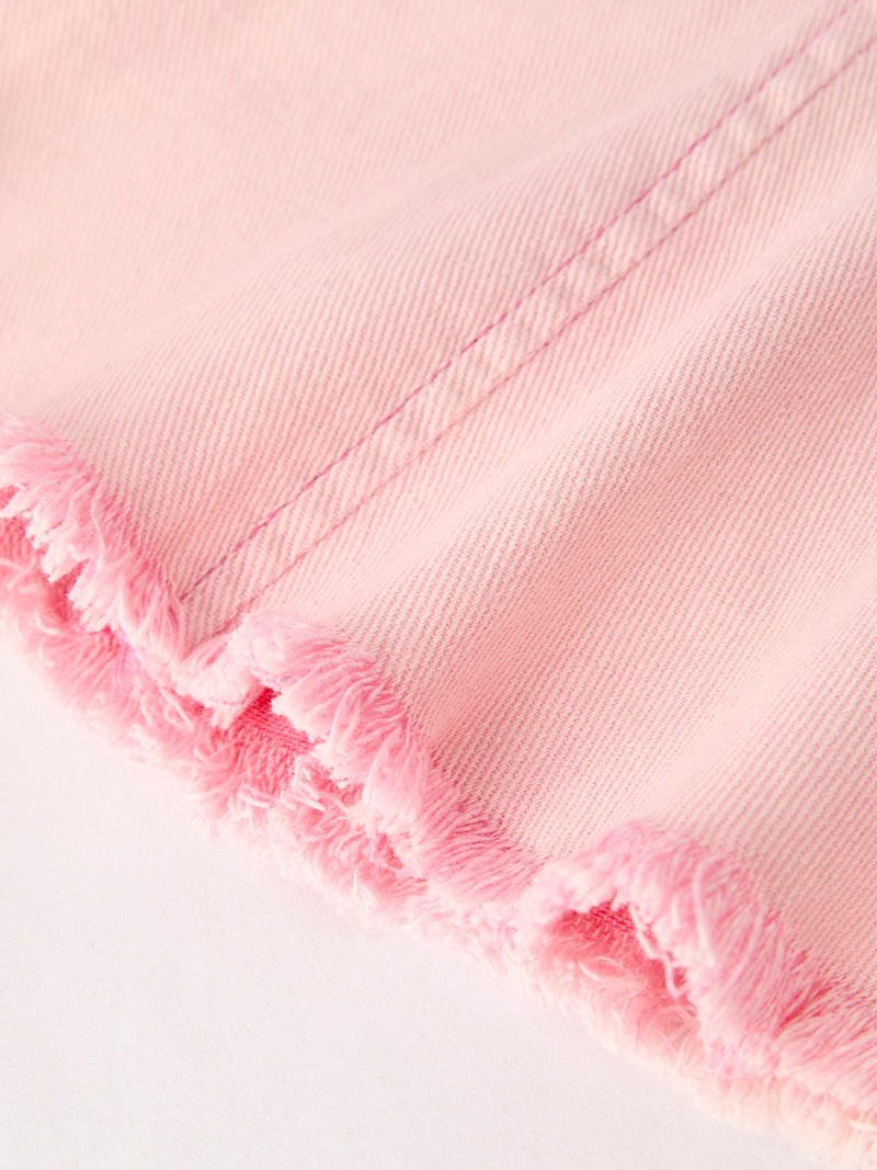 Pink Bell Bottom Jeans – Frayed Hem with Cargo Pockets - 5