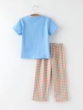 Christmas Vintage-Style Embroidered Gingerbread Plaid Boys Set - 2