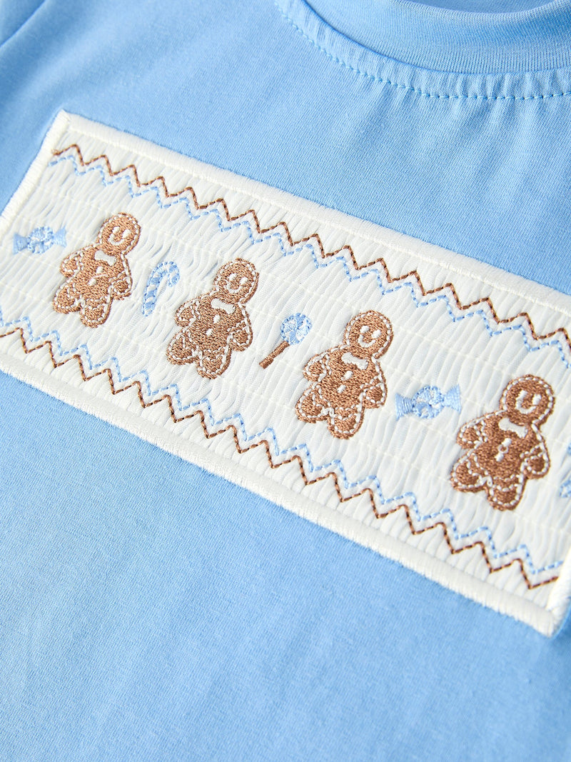 Christmas Vintage-Style Embroidered Gingerbread Plaid Boys Set - 5