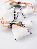Halloween Pumpkin Hair Bows: White Ribbon Design（2PCS） - 7