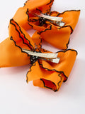 Halloween Spider Hair Bows: Orange Ribbon Design (2PCS) - 5