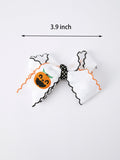 Halloween Pumpkin Hair Bows: White Ribbon Design（2PCS） - 5