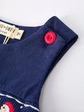 Christmas Holiday Celebration Baby Boys Romper: Navy with Santa Sleigh - 3
