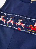 Christmas Holiday Celebration Baby Boys Romper: Navy with Santa Sleigh - 4