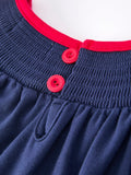 Christmas  Holiday Celebration Dress: Navy with Santa Sleigh - 10