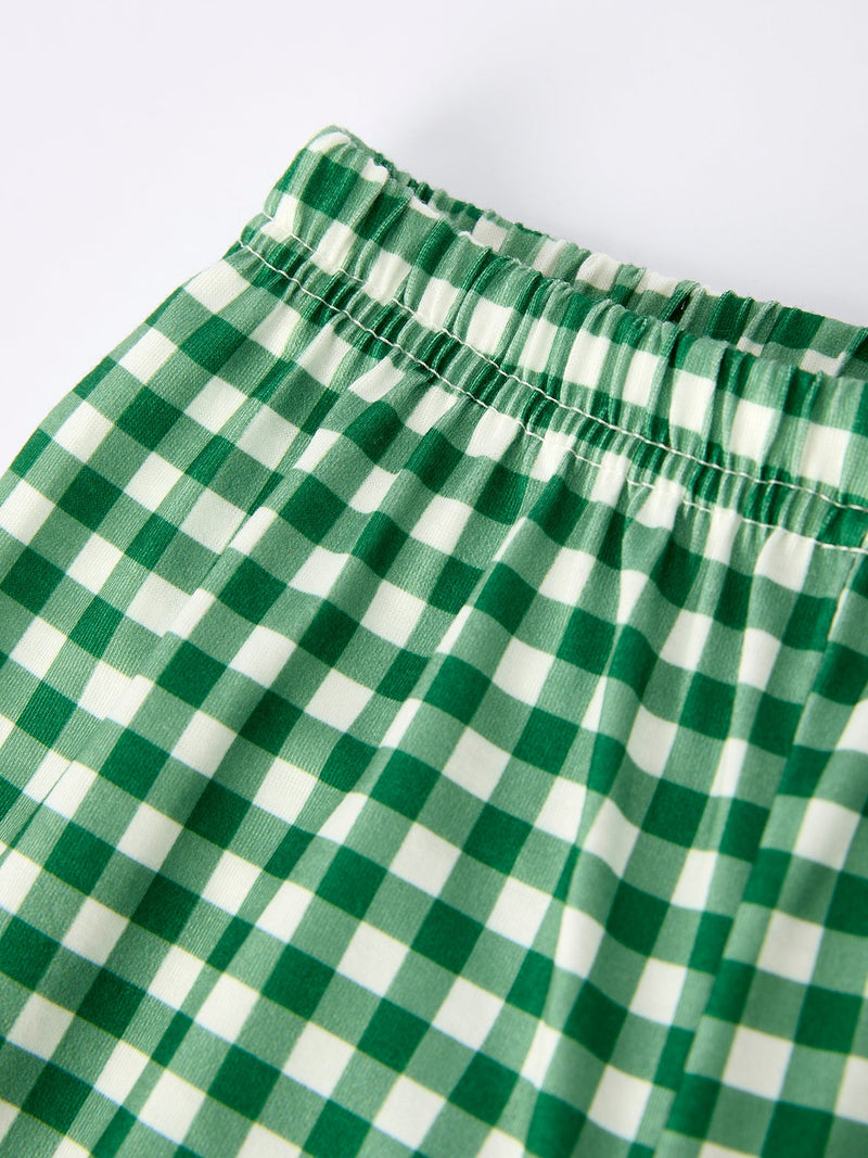 Christmas Tree Dog Smocking Embroidered  Plaid Boys Set - 10