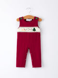 Christmas Tree Dog Smocking Embroidered Baby Boys Romper - 7
