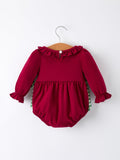 Christmas Embroidered Baby Girls Romper with Green Plaid Bow - 8