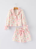 Thanksgiving Pink Pumpkin Floral Print Pajama Set - 1