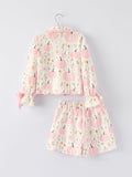 Thanksgiving Pink Pumpkin Floral Print Pajama Set - 2