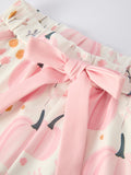 Thanksgiving Pink Pumpkin Floral Print Pajama Set - 3
