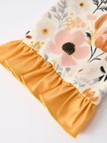Fall Floral Print Girls Pajamas Set with Ruffle Details - 3