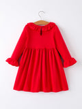 Christmas Smocked Dress with Green Bow and Tree Embroidery - 8