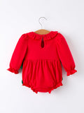 Christmas Smocked Girls Romper with Green Bow and Tree Embroidery - 7