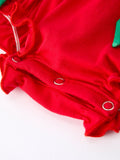 Christmas Smocked Girls Romper with Green Bow and Tree Embroidery - 9