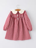 Christmas Embroidered Christmas Tree Plaid Girls Dress - 2