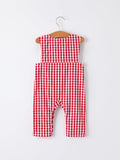 Christmas Smocking Embroidered Christmas Tree Plaid Plaid Baby Boy Romper - 2