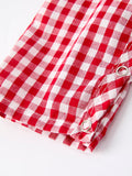 Christmas Smocking Embroidered Christmas Tree Plaid Plaid Baby Boy Romper - 5
