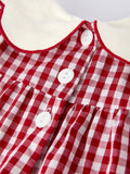 Christmas Tree Embroidery Red Gingham Long Sleeve Baby Girl Bloomers Set - 5