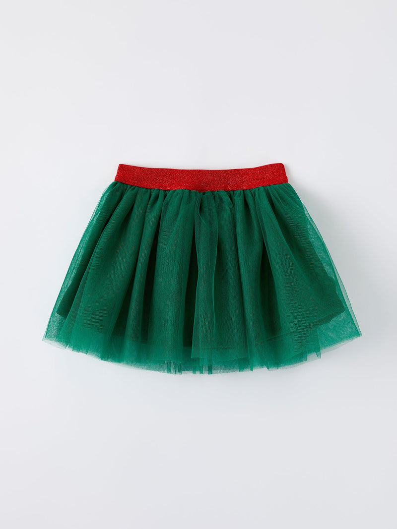 Christmas Candy Cane Sequin Applique Green Tulle Skirt - 2