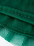 Christmas Candy Cane Sequin Applique Green Tulle Skirt - 5