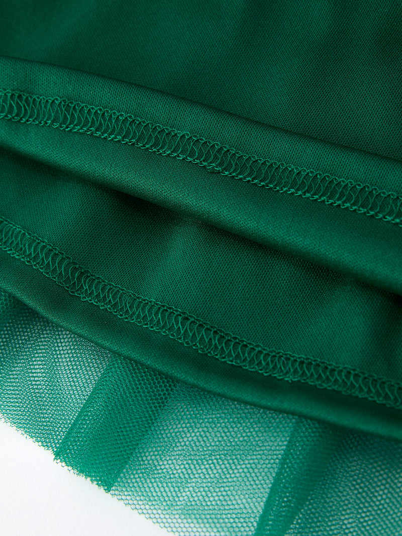 Christmas Candy Cane Sequin Applique Green Tulle Skirt - 5