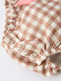 Christmas Vintage-Style Plaid Embroidered Gingerbread and Bows Girls Romper - 9