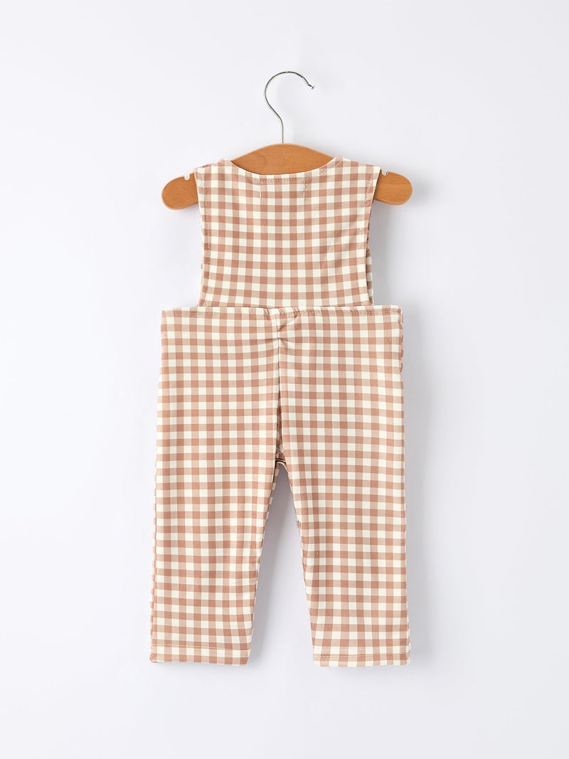 Christmas Vintage-Style Plaid Embroidered Gingerbread and Bows Boy Romper - 7