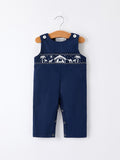 Christmas Navy Blue Nativity Smocking Embroidered Baby Boy Romper - 1