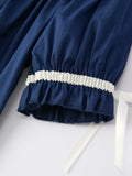 Christmas Navy Blue Nativity Smocking Embroidered Dress - 5