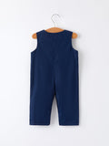 Christmas Navy Blue Nativity Smocking Embroidered Baby Boy Romper - 2