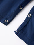 Christmas Navy Blue Nativity Smocking Embroidered Baby Boy Romper - 5