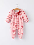 Bow Print Baby Girls Romper - 6