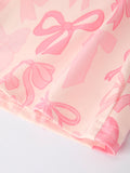 Girls Pink Bow Print Long Sleeve Jumpsuit - 4