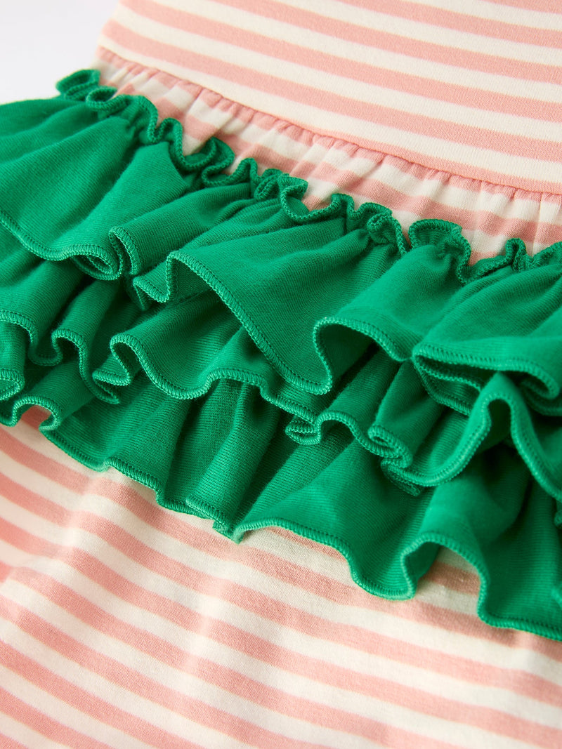 Christmas Tree Smocked Embroidery Stripe Baby Girls Romper - 5