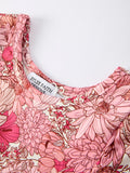 Fall Sweet Floral Pattern Dress with Pockets and Ruffle Hem for Girls - 3