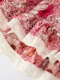 Fall Sweet Floral Pattern Dress with Pockets and Ruffle Hem for Girls - 5