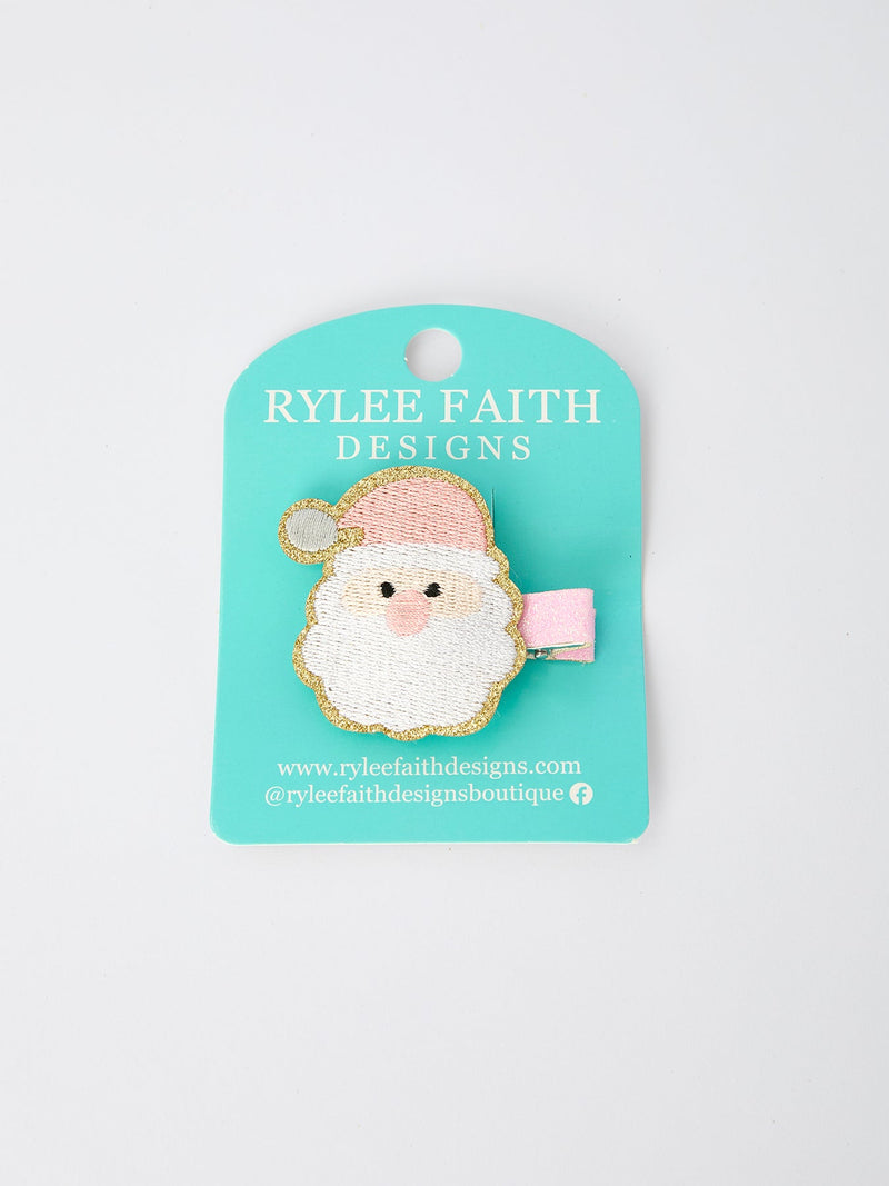 Christmas Pink Santa Girls 2-inch Hair Clip– Pink Girls' Hair Accessory - 1