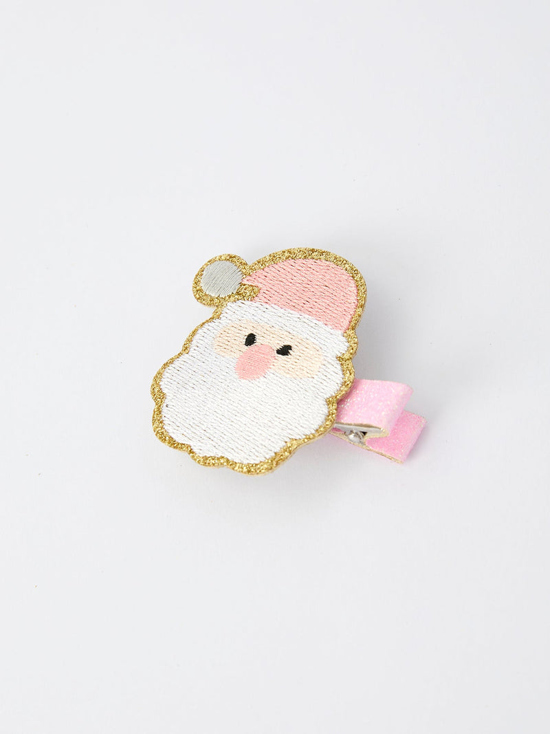 Christmas Pink Santa Girls 2-inch Hair Clip– Pink Girls' Hair Accessory - 3