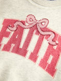 Girls Fall Outfit – FAITH Letter Sweatshirt and Pink Tulle Skirt Set - 4