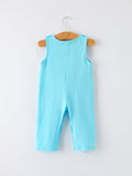 Baby Boy Baseball Romper – Blue Sleeveless Sports Outfit with Embroidery - 2