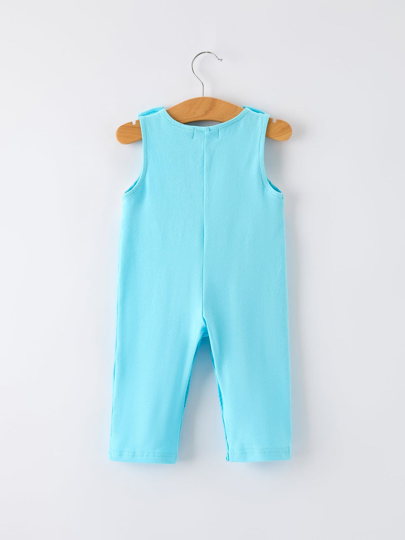 Baby Boy Baseball Romper – Blue Sleeveless Sports Outfit with Embroidery - 2