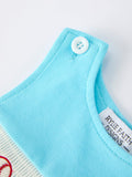 Baby Boy Baseball Romper – Blue Sleeveless Sports Outfit with Embroidery - 3