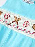 Baby Boy Baseball Romper – Blue Sleeveless Sports Outfit with Embroidery - 4