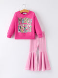 Toddler Girls Christmas Outfit – Pink Merry Bright Top and Bell Pants - 1