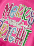 Toddler Girls Christmas Outfit – Pink Merry Bright Top and Bell Pants - 4
