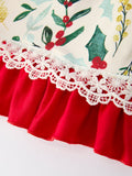 Toddler Girls Christmas Dress – Holiday Floral Print Outfit with Pockets - 5