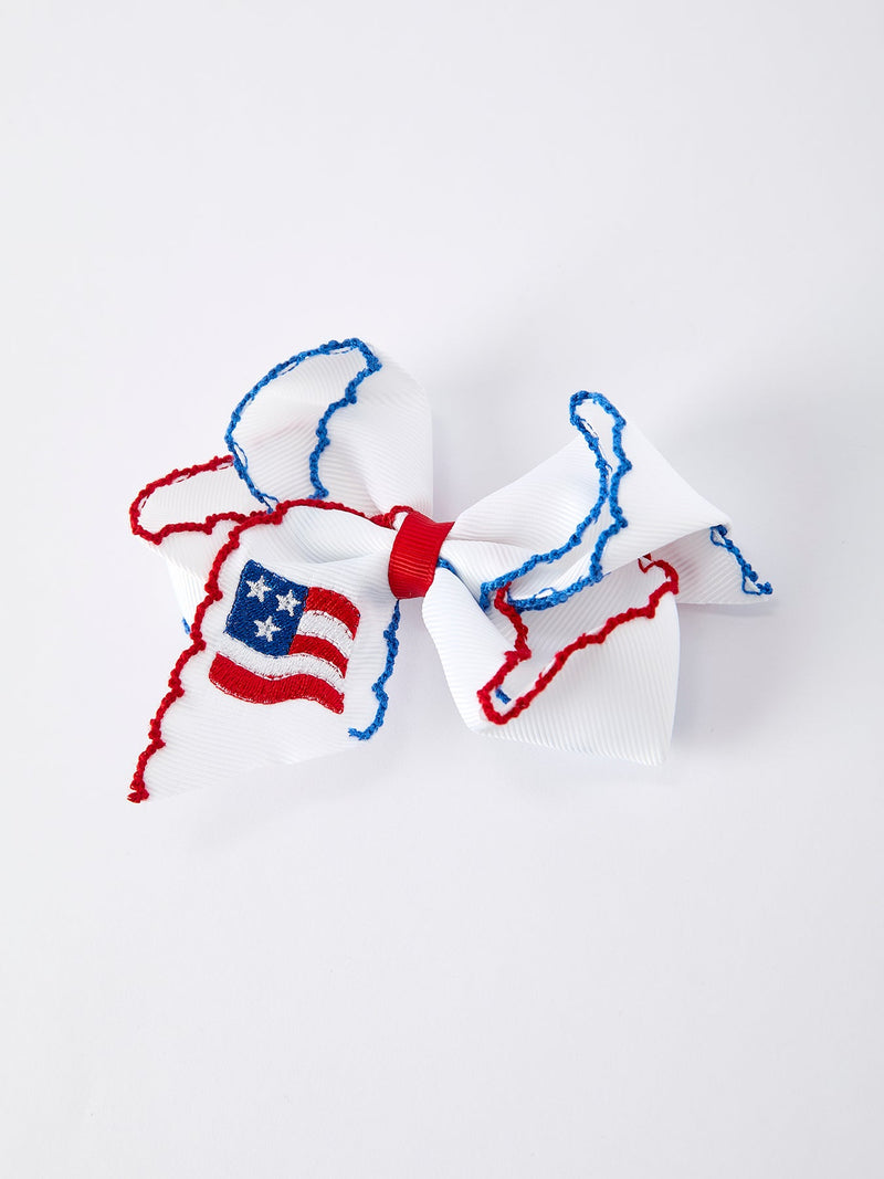 Stars & Stripes Flag Hair Bow – Toddler Girls July 4th Hair Accessory - 4