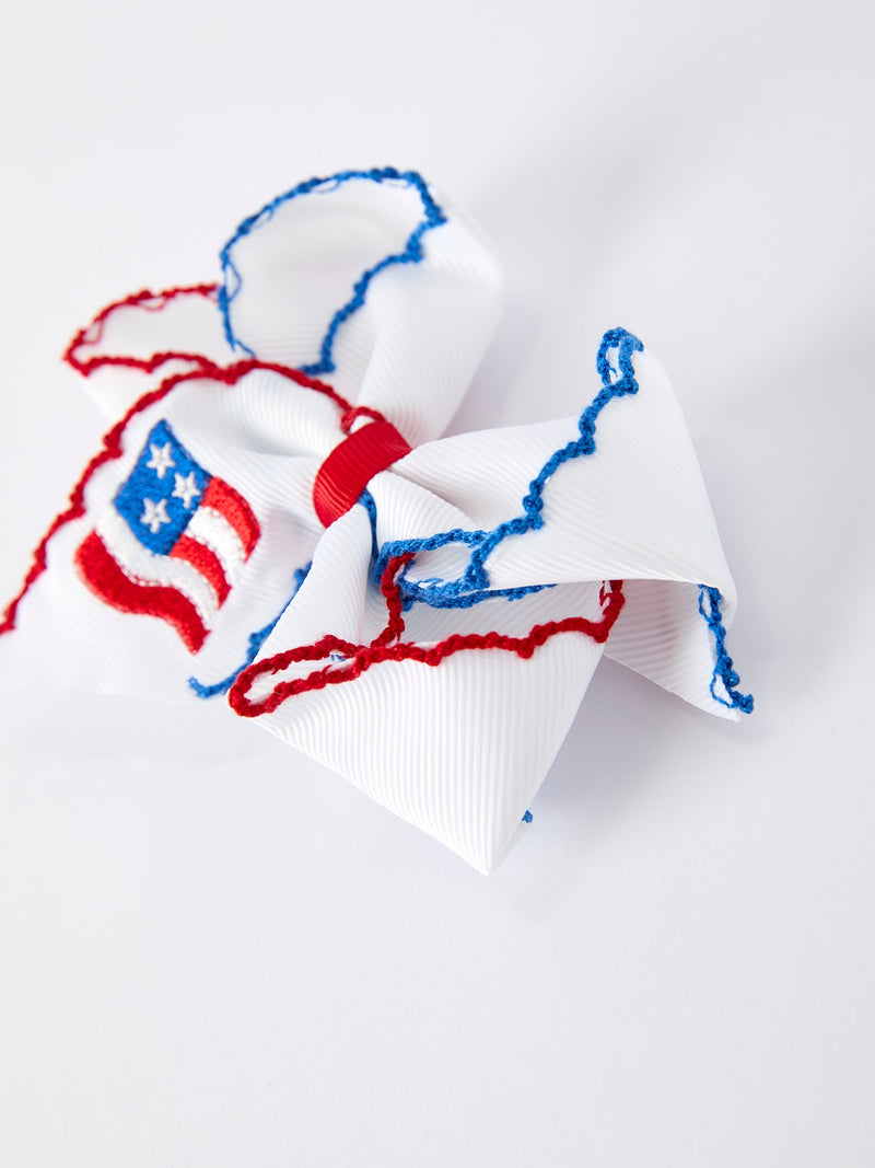 Stars & Stripes Flag Hair Bow – Toddler Girls July 4th Hair Accessory - 5