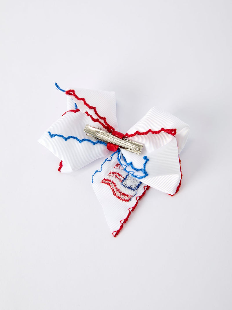 Stars & Stripes Flag Hair Bow – Toddler Girls July 4th Hair Accessory - 6